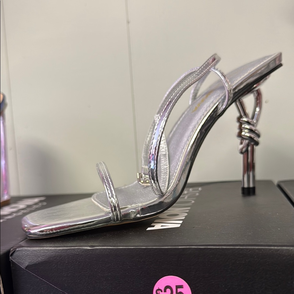 Fashion Nova Metallic Silver Heels